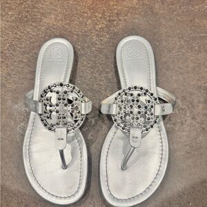 Tory Burch Metallic Silver Sandals